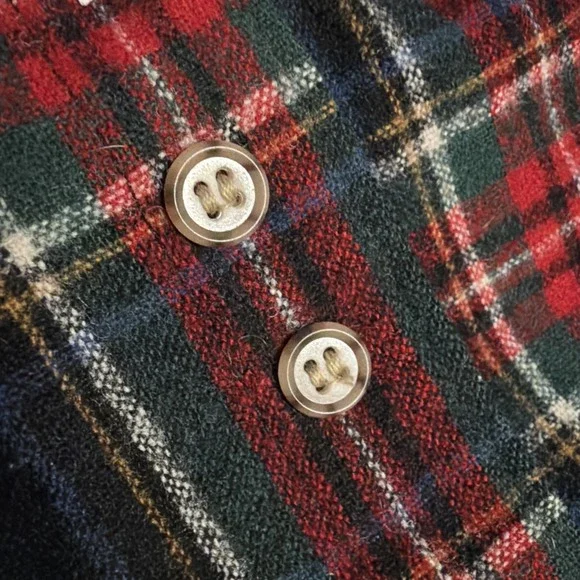Pendleton Black Tartan Plaid Wool Long Sleeve Shirt Elbow Patches Large VTG